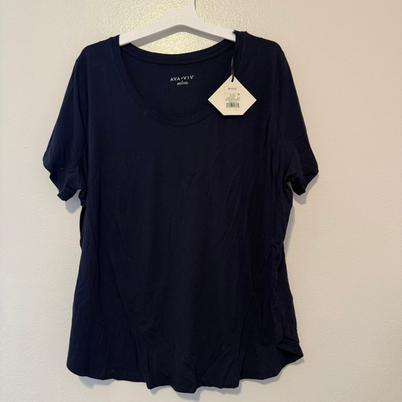 Ava & Viv Tops - Ava & Viv Womens 2X Navy Blue Short Sleeve Scoop Neck T-Shirt Basic Tee NWT